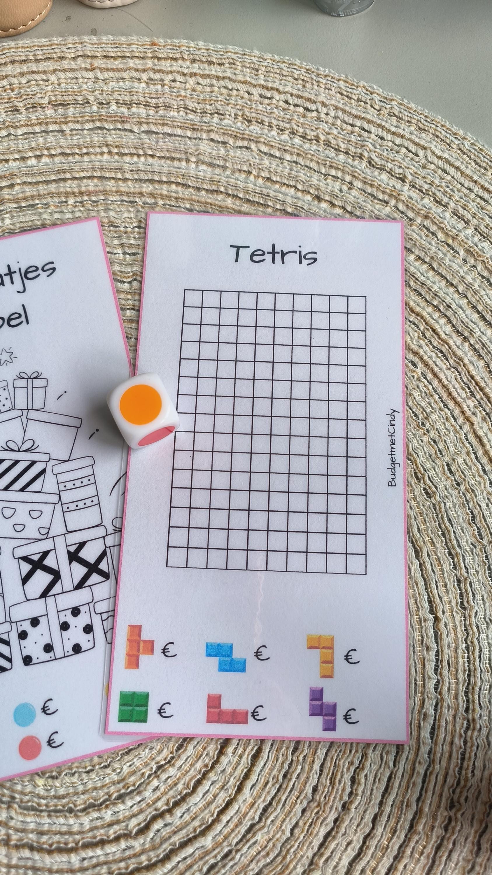 Setje spaarchallenge met kleuren dobbelsteen a6