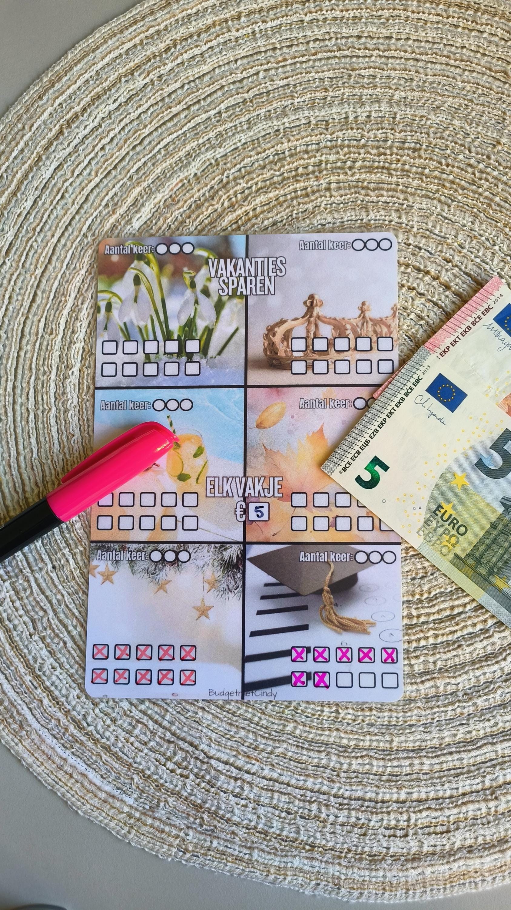 Spaarchallenge a5 Feestdagen/Vakanties