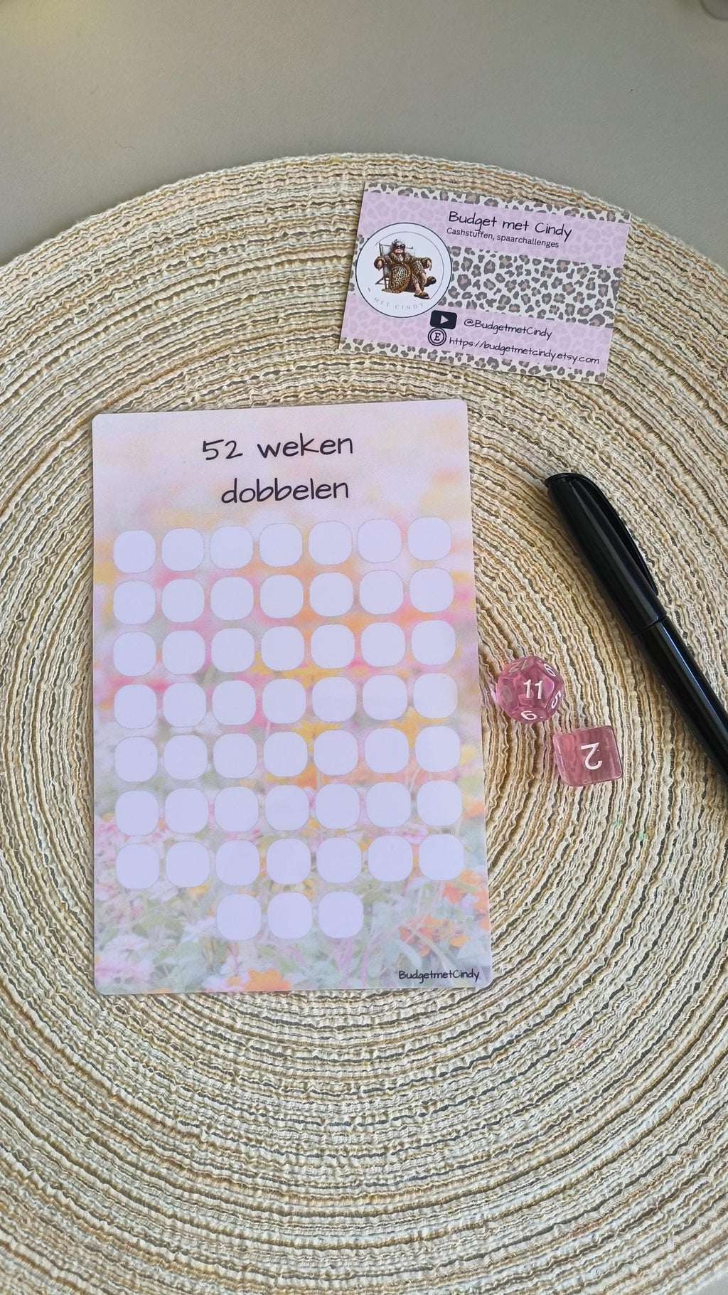 A5 52 weken dobbelen roze