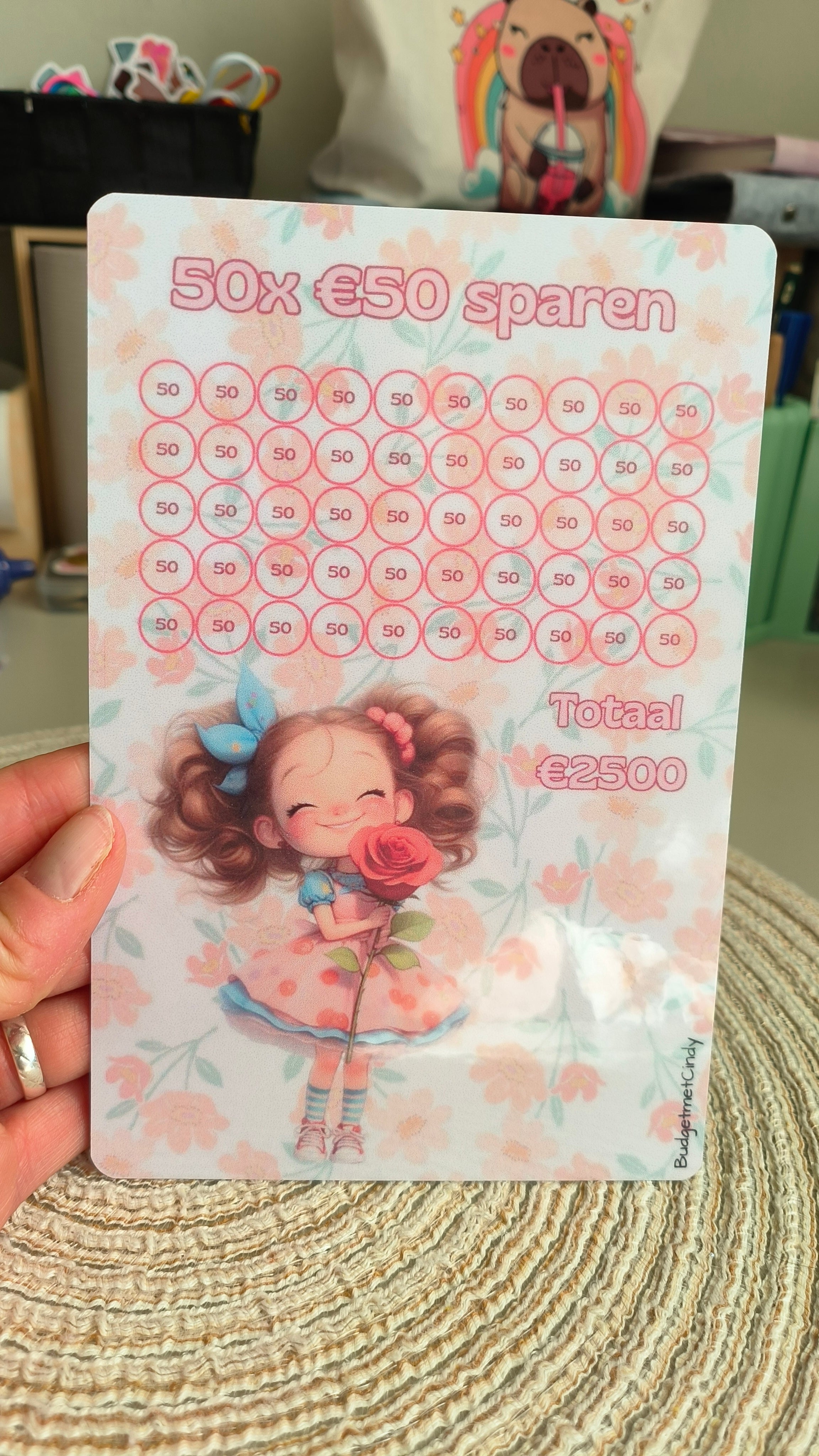 A5 50 x €.. bloemen meisje